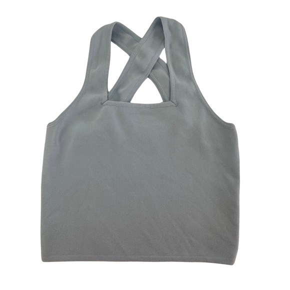 GREY LAB Tops - GREY LAB Dusty Blue Ribbed Criss-Cross Back Crop Tank Top Women’s XS